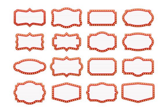 Download Set of Retro Frames with Glowing Light - Glowing light Collection
