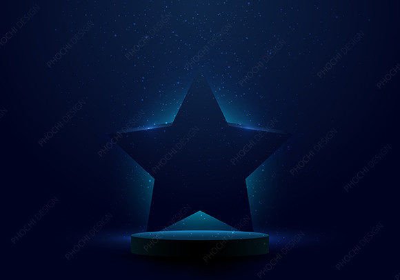 Download 3D Podium Blue Star Award Glowing Light - Glowing light Collection