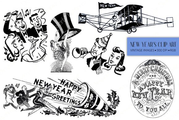 Download Black &amp; White New Year's Eve Clipart - Year Collection