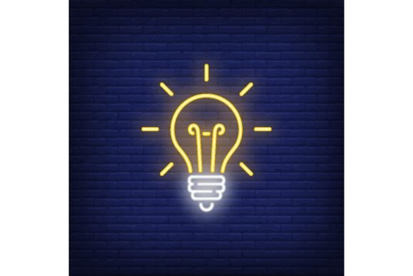 Download Glowing Light Bulb Neon Sign. Idea Conce - Glowing light Collection