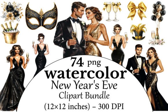 Download Watercolor New Year's Eve PNG Clipart Bu - Year Collection