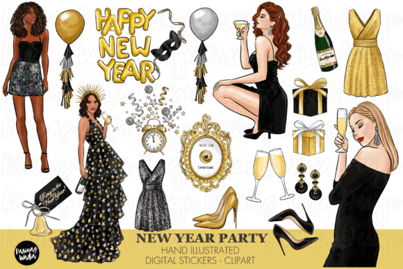 Download Hand Drawn New Years Eve Party Clipart - Year Collection